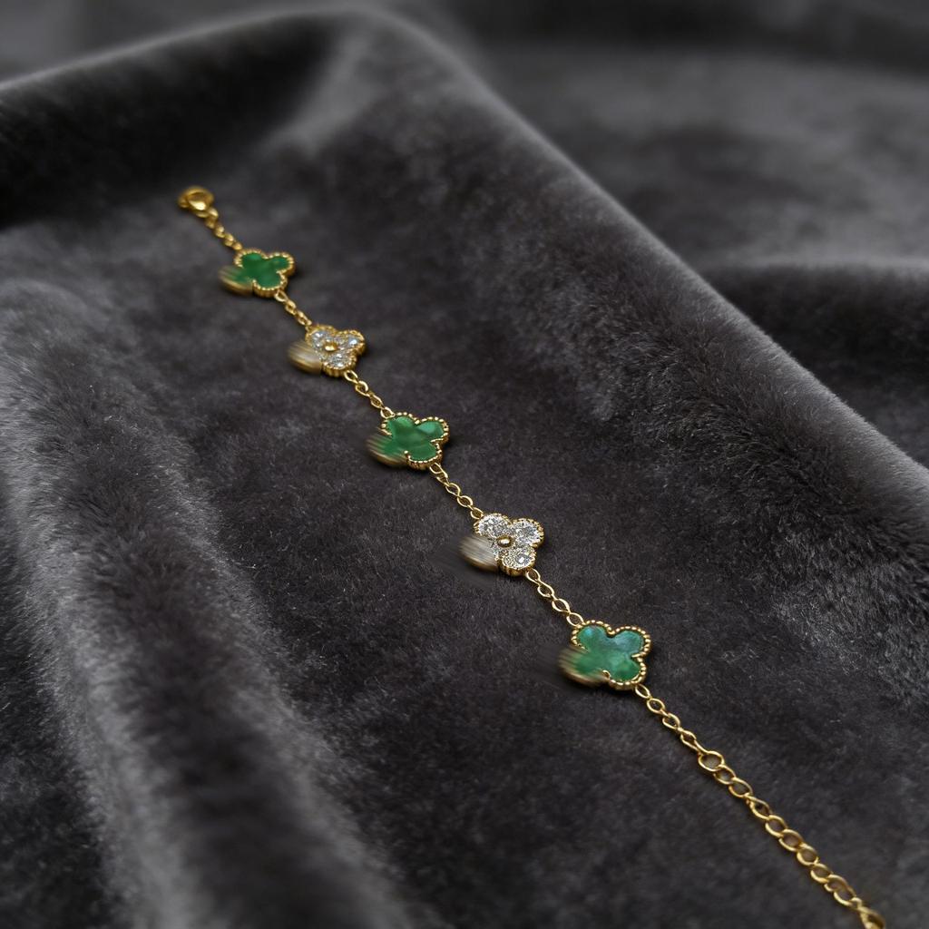 Stainless Steel Four-Leaf Clover Bracelet - Electroplated 18K, New Style Flower Language Series