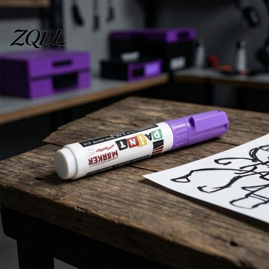 Plastic Surface Paint Pens 12 Colors Flat Tip Marker, Oil Based Broad Pen for Metal Tire Rubber Steel Glass Leather, Waterproof Quick Dry Touch