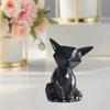 Ceramic Cat Figurine Loving Cat Statue Cat Desk Decoration for Home Office Table Desktop Ornaments - Black, S