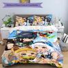 Set lenzuola con motivo personaggi Genshin Impact 3 pezzi set copripiumino include copripiumino e federe, decorazione camera da letto e regalo perfetti per tutte le stagioni