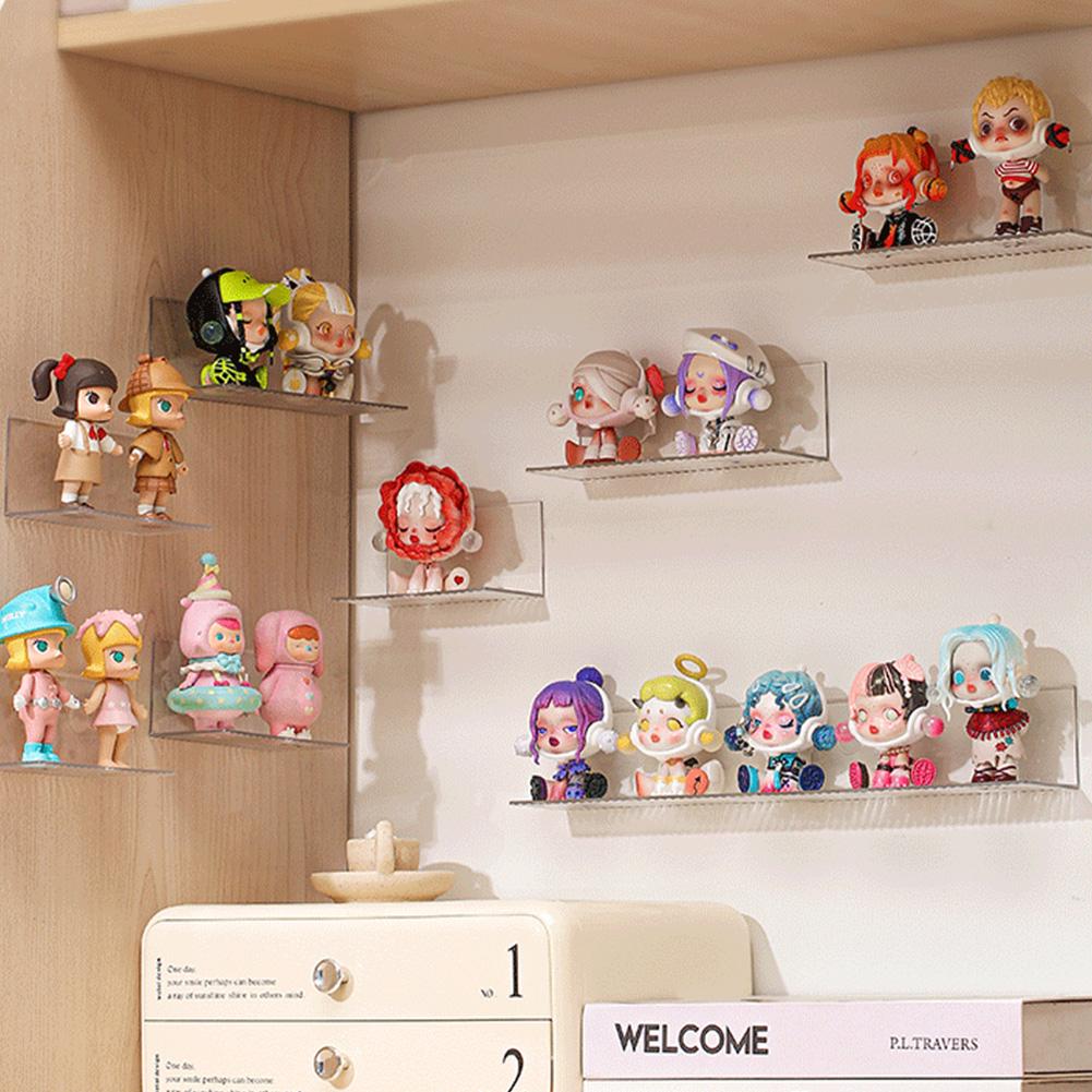 Raft de Depozitare Acrilic Transparent Autoadeziv Montat pe Perete Suport pentru Jucării DIY