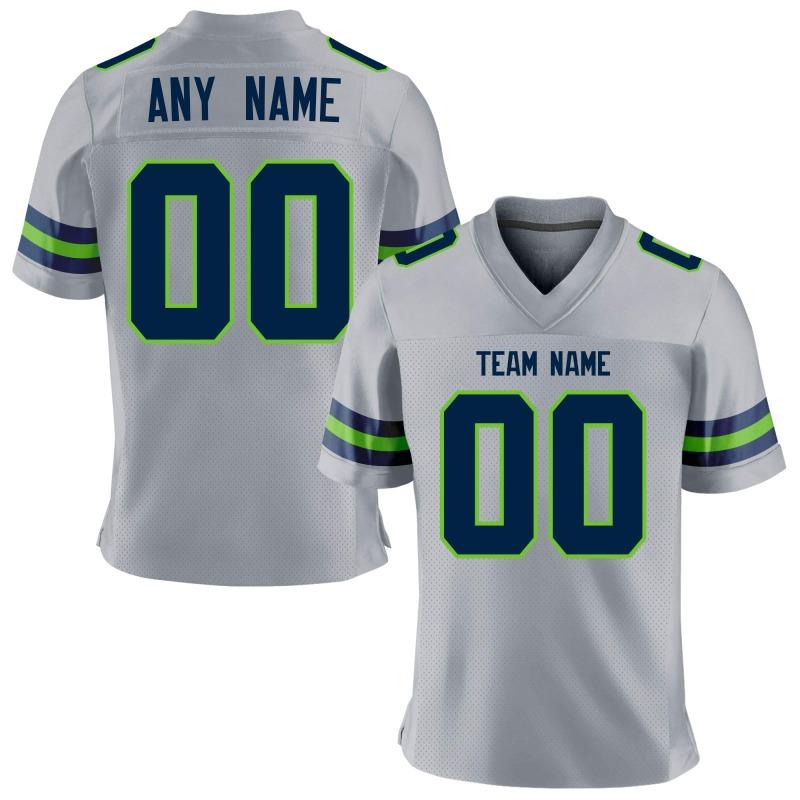 Personalized Gray Green American Football Jersey Custom Print Team Name Number Training Jersey Men Women Youth Fans Shirt