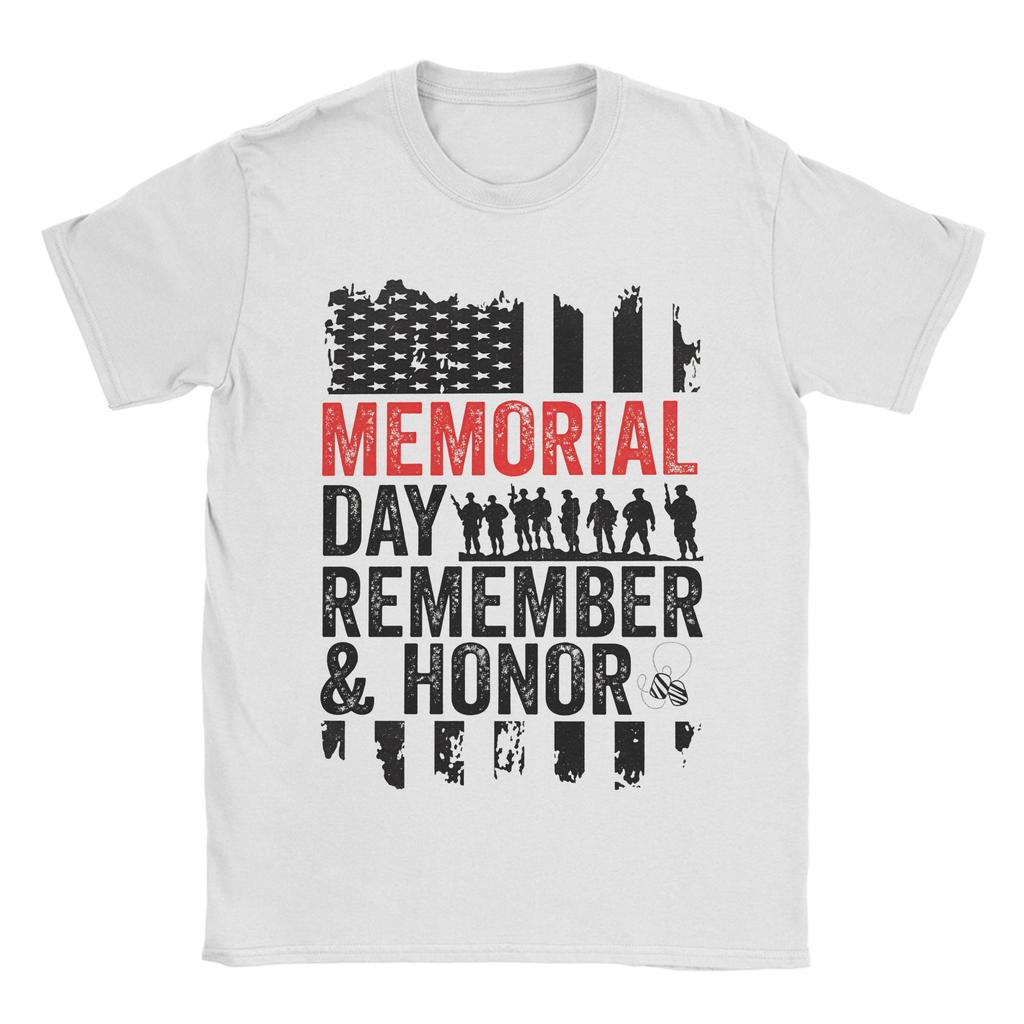 Casual Memorial Day Patriot Tshirts For Unisex Unisex Crew Neck Cotton T Shirts Forever Remember Short Sleeve Tees Graphic Tops