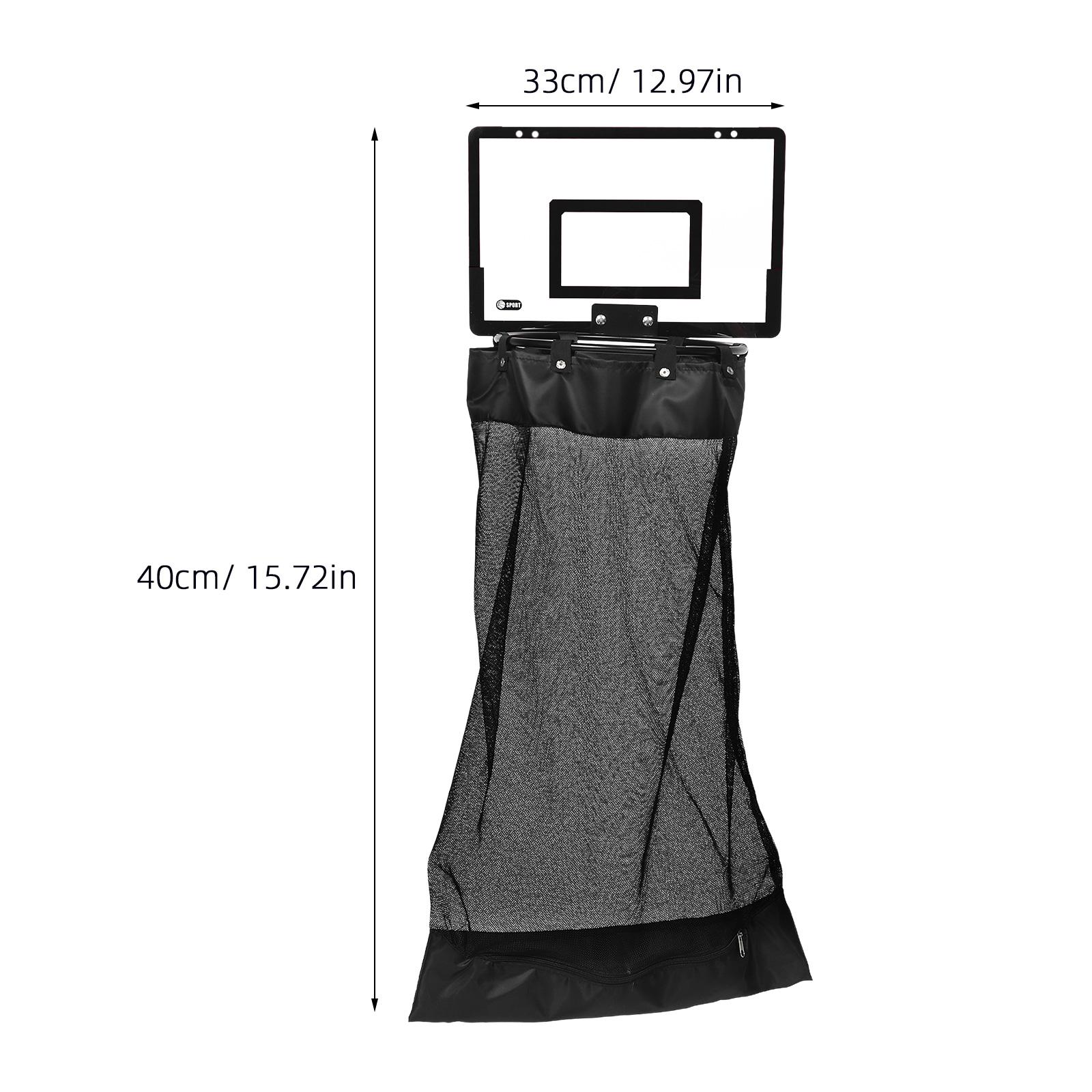 

Basketball Hoop Laundry Hamper Over-Door Hanging Mesh Zippered Basket Space-Saving Organizer for Bathroom Bedroom Dorm чёрный