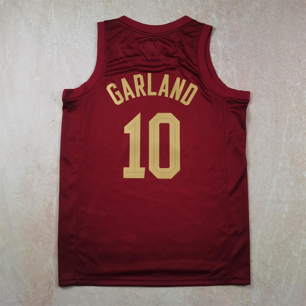 Cavaliers Basketball Jersey: Red #45 Mitchell, #10 Garland, #4 Mobley, Heat-Pressed James, Irving, Allen Edition