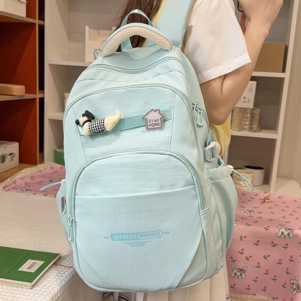 Schoolbag new Korean style INS niche backpack for girls' middle and high school students, stylish and large-capacity simple backpack