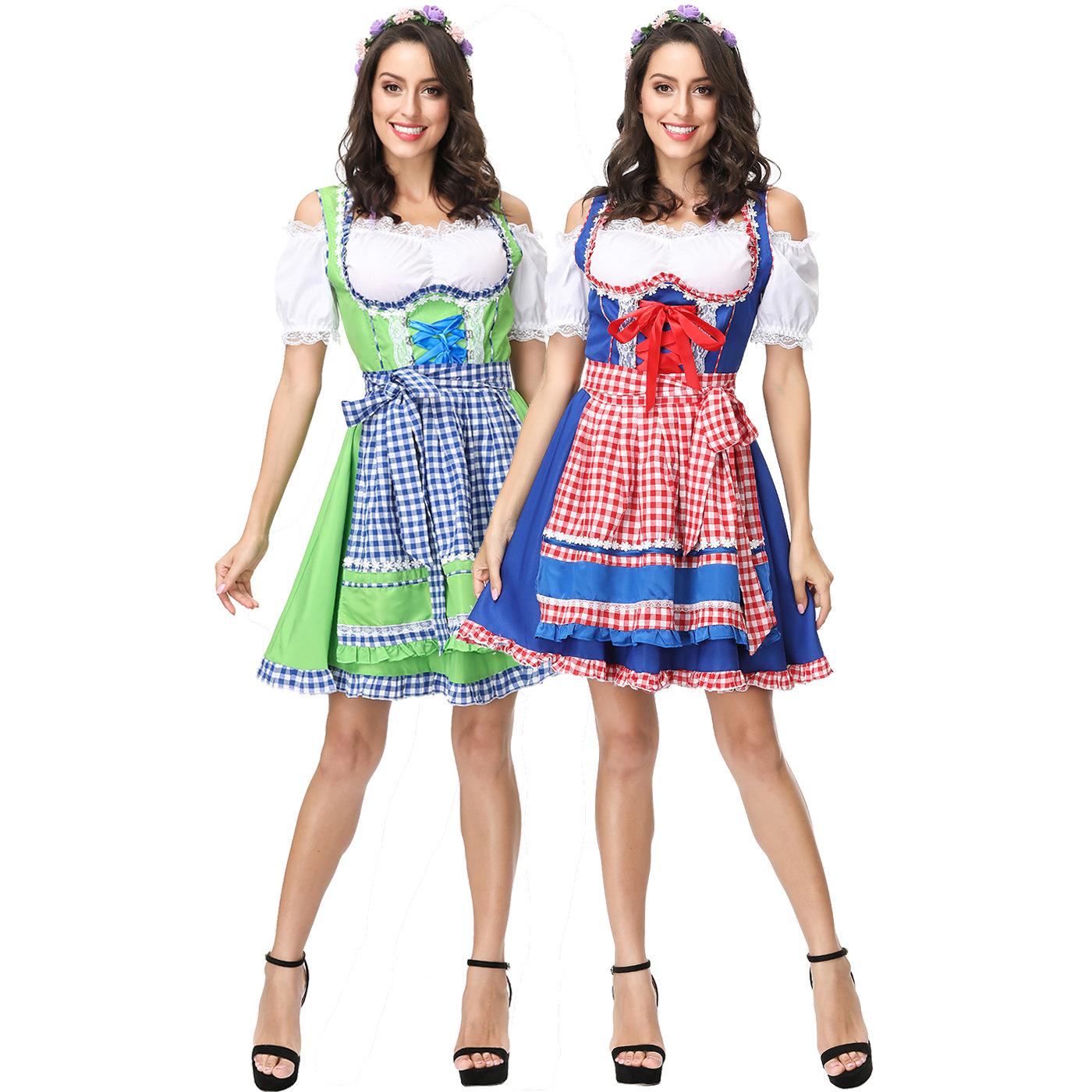

Large size German Munich Oktoberfest sexy maid costume, women s festival maid stage performance costume XL синій