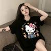 Hello Kitty Short Sleeve Tee Soft Cotton Casual Crew Neck Cute Cartoon Print Lightweight Summer Top for Women Daily Wear