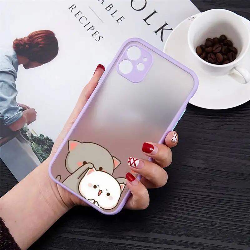 Cartoon Peach Mochi Cat Phone Case For iPhone 11 12 13 14 15 Pro MAX 7 8 Plus Case For iPhone X XS MAX XR Cover Shockproof Funda