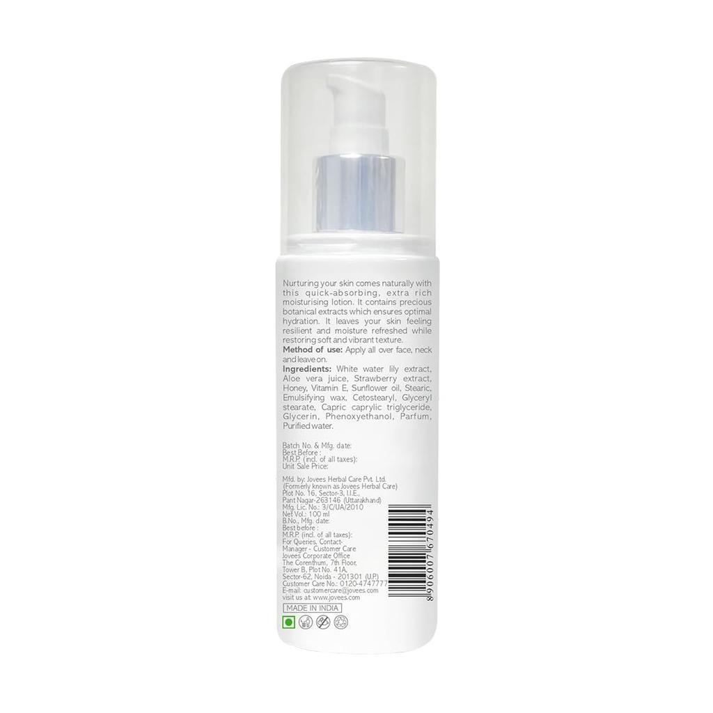 Jovees Herbal White Water Lily Moisturizing Lotion 100ml For Soft Hydrated Nourished Skin Lightweight Non-Sticky