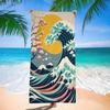 Wave Landscape Japanese Wall Art Beach Towel Bath Towels for Girl Microfiber Quick Dry Custom Sand Free Beach Yoga Spa Gym Pool