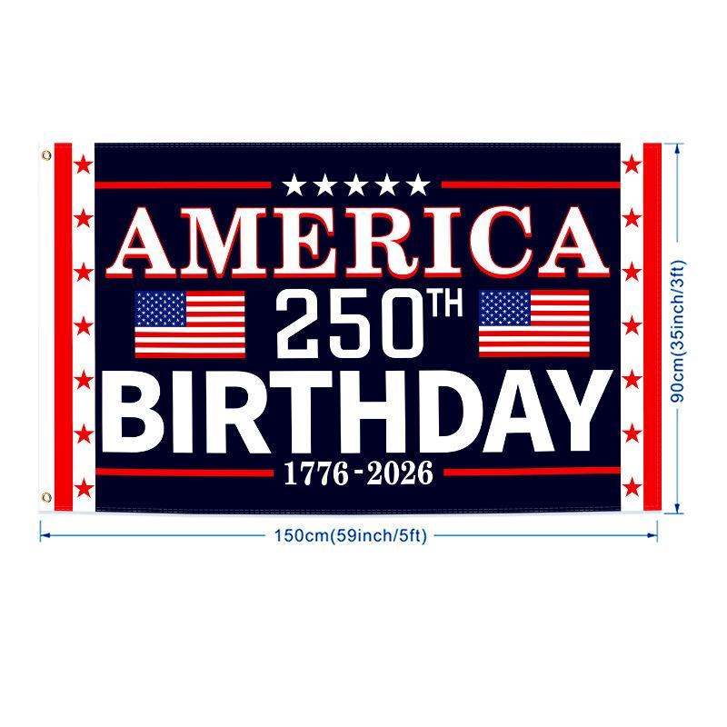 Bandiera Commemorativa del 250° Anniversario della Nascita dell'America Striscione Patriottico USA per il Giorno dell'Indipendenza Regalo da Collezione Storica 90x150cm