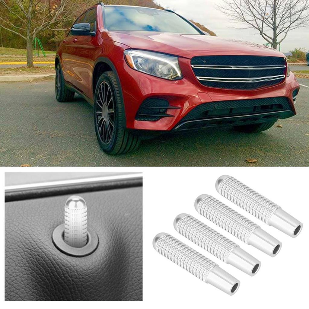 4pcs 9.5mm Aluminium Alloy Car Interior Door Lock Pin Knob Cover Fit for Mercedes Benz (Silver)