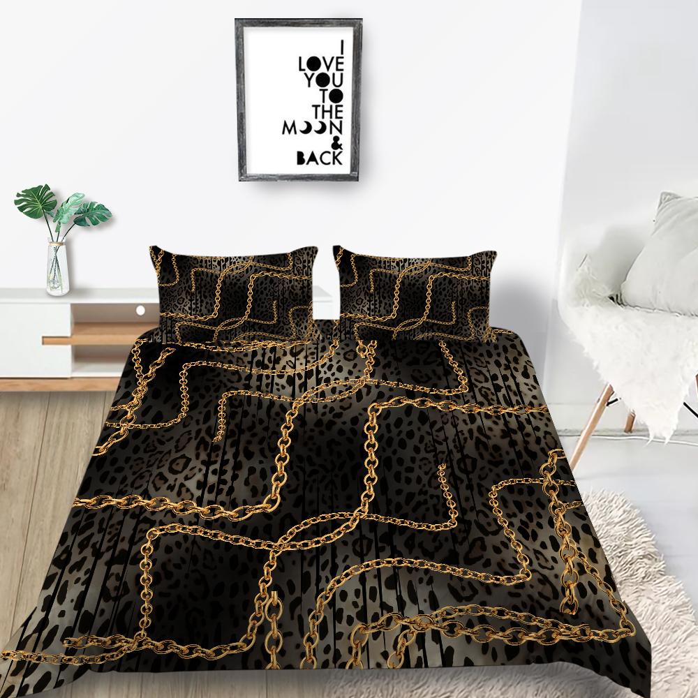 Klasyczna luksusowa pościel Luksusowy nadruk Narzuta na kołdrę Poszewka na poduszkę 2 lub 3 Pełnowymiarowa podwójna tkanina z mikrofibry Miękki, zmywalny zamek błyskawiczny Dekoracja domu