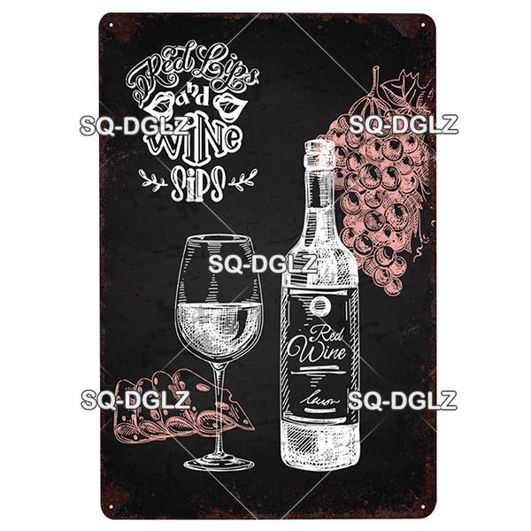 [SQ-DGLZ] Wine Metal Sign Vintage Tin Sign Bar Wall Decor Metal Crafts Home Decor Painting Plaques Art Poster Custom