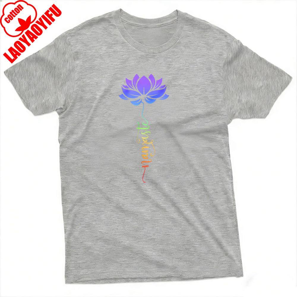 Lotus Flower Namaste Summer Men TShirt Yoga Style Casual Wear for Yoga Clothes Casual Oneck T Shirit Aesthetic Shirt