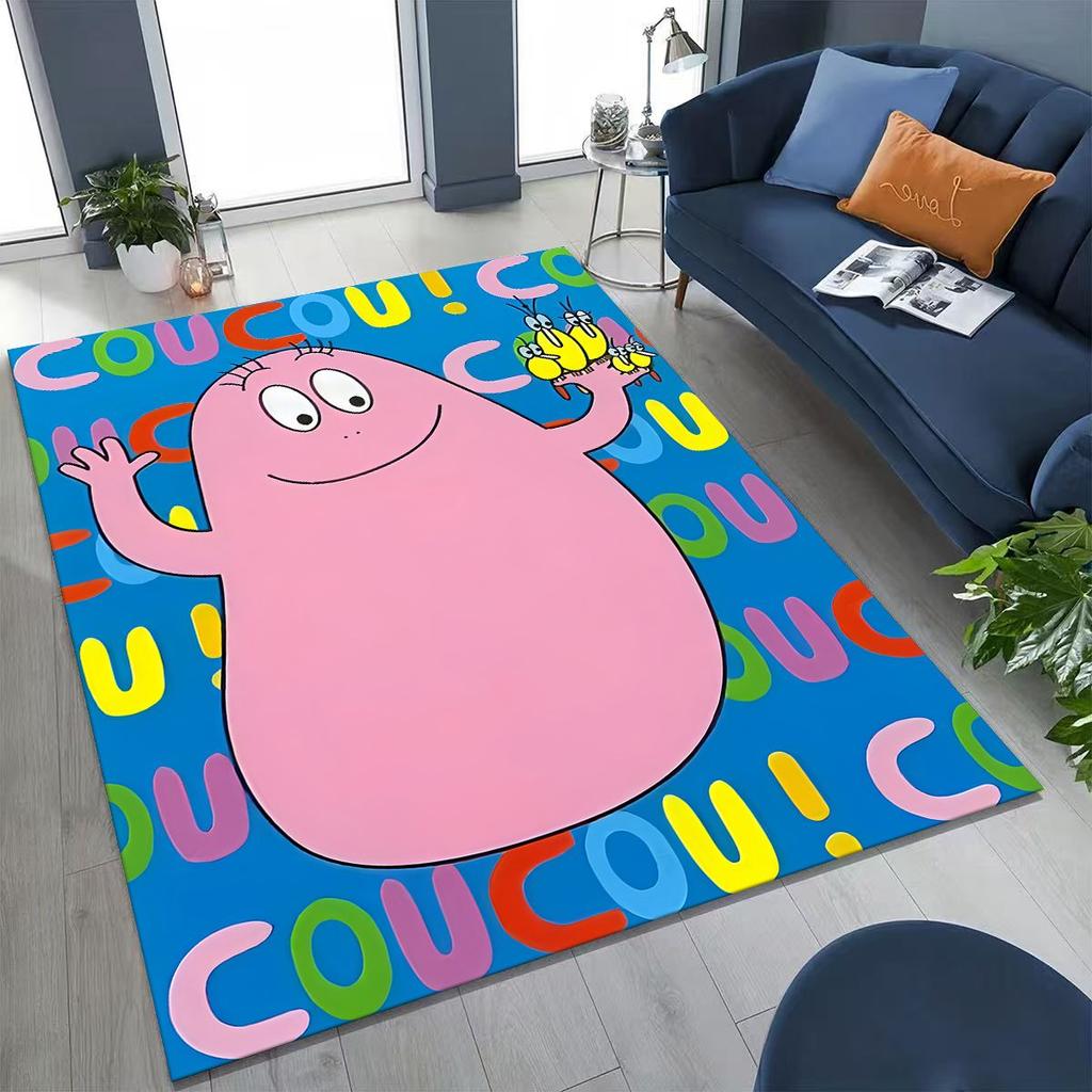 Cartoon Les Barbapapa Barbamama Family Rug for Bedroom Living Room Sofa Home Doormat Decor, Large Kids Play Non-slip Floor Mat