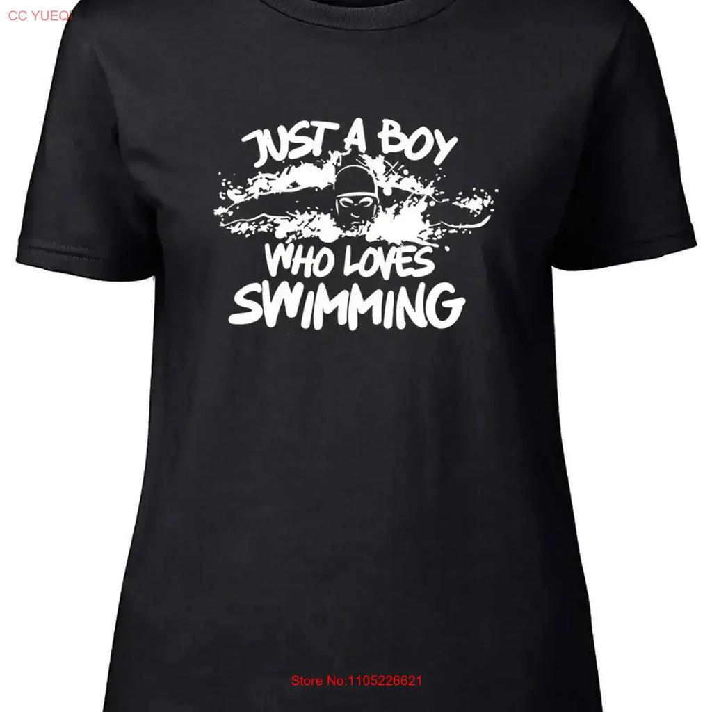 Boy Who Loves Swimming Unisexs T Shirt Swim Swimmer Ladies Vintage Fashion Designer Clothes Slightly Comfortable Vintage