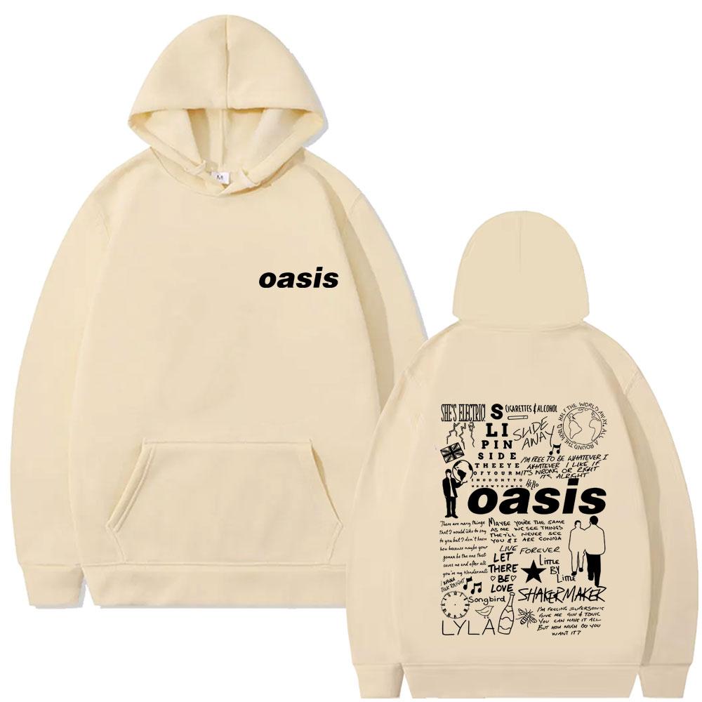 Rock Band O-Oasis Graphic Print Hoodie Men Women Gothic Oversized Streetwear Man Casual Cotton Vintage Hoodies