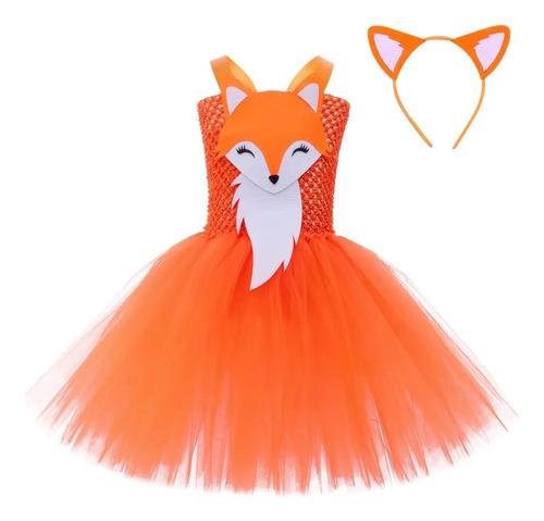 Fox Costume For Girls, 2-piece Jungle Theme Tutu 90cm