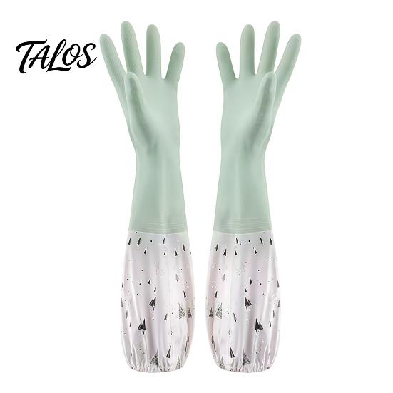 Thickened Winter Cleaning Gloves Long Sleeves Dishwashing Gloves, Thick Fleece Lining Non-Slip Silicone Extended Cuff Reusable Waterproof Kitchen for