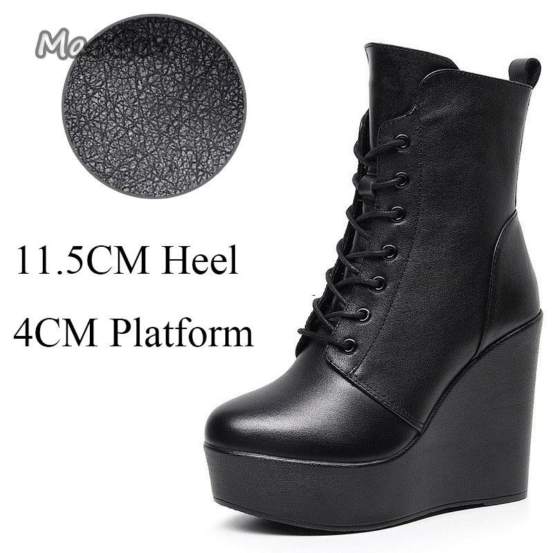 2026 Damskie Czarne Koturny Platforma Botki na Kostkę Zamek Boczny Gruba Obcas Botas Wiosna Jesień Moda Damskie Buty Rozmiar 33-43 Botines