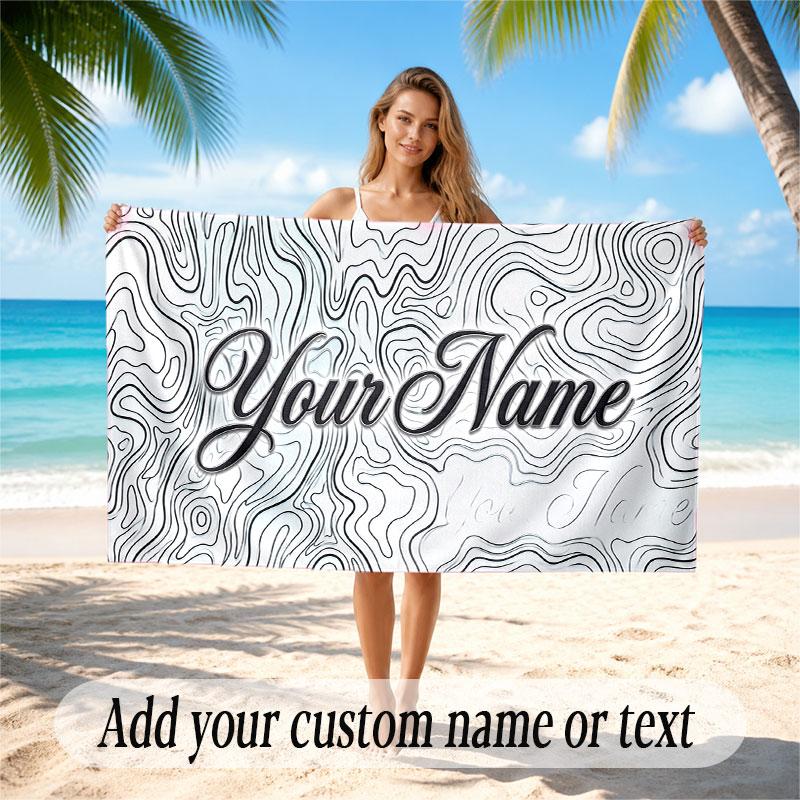 Decorative Artwork Theme Soft Beach Towel Personalized Custom Name Text Towel Portable for Beach Pool Travel