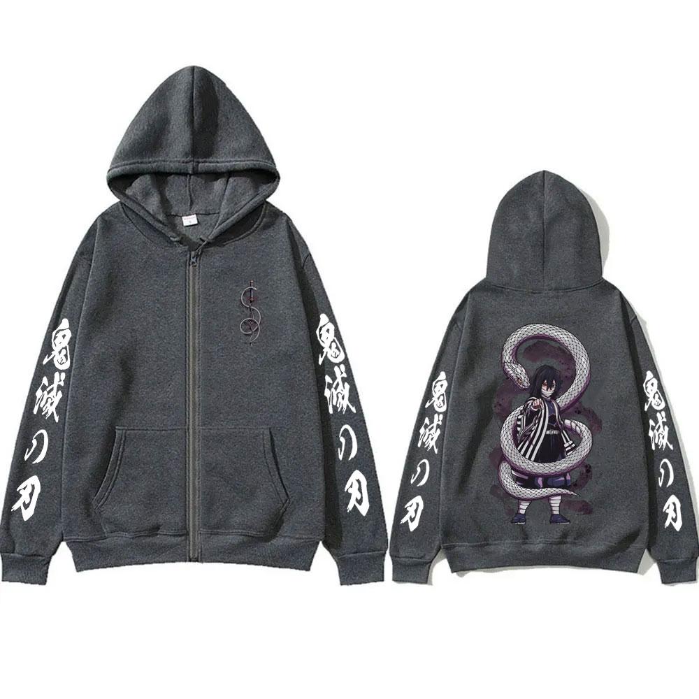 Anime Devil Killer Snake Pattern Printed Zipper Hoodie Men's and Women's Fashion Oversized Zipper Jacket Sportswear