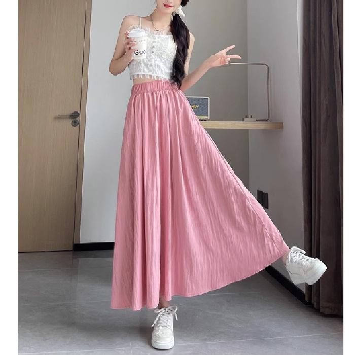 Pleated Yamamoto High-Waist A-line Skirt: Women's Spring/Summer 2025 Korean Style, Slimming, Plus Size, Mid-Length, Hip-Covering Skirt
