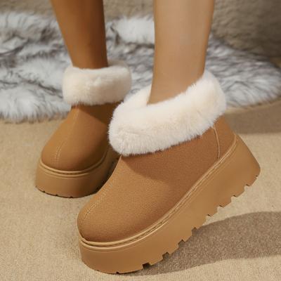 Fashion  Round-toe Suede Plus Velvet Warm Casual Snow Boots Winter Thick-soled Non-slip Large-size Walking Boots for Women