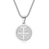 Stainless Steel Saint Benedict Cross Pendant Necklace