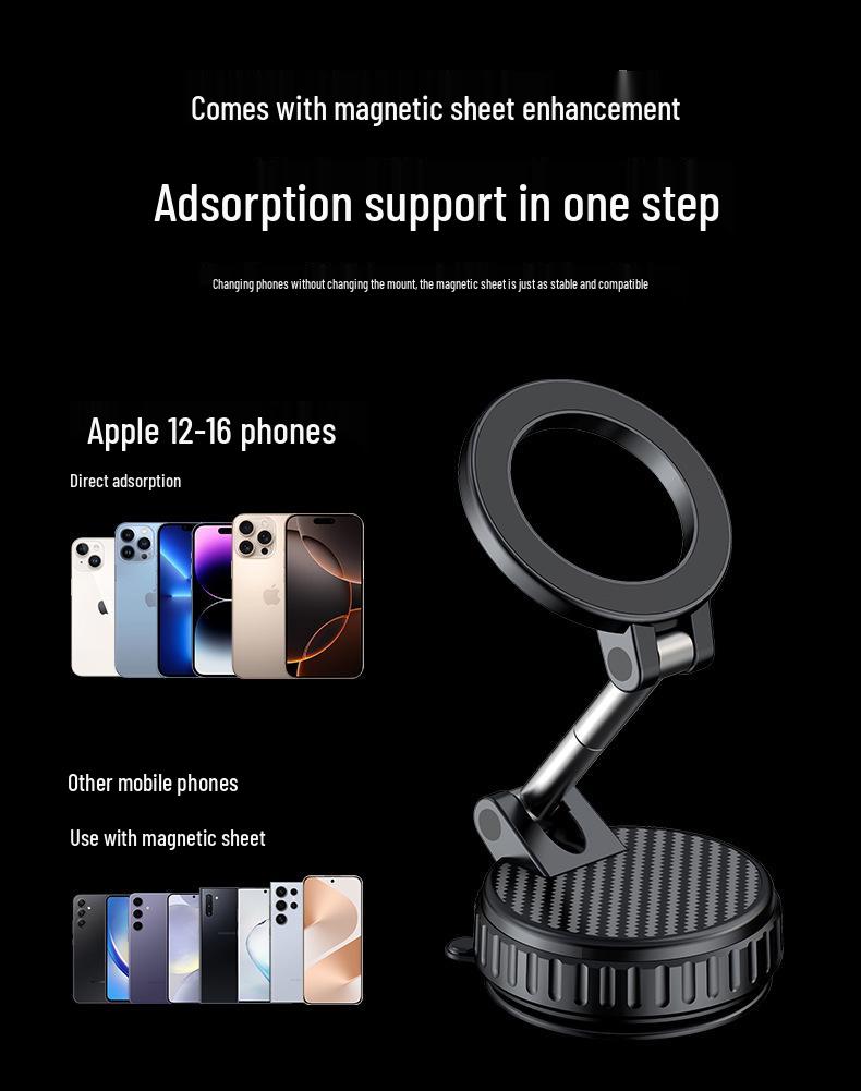 Vacuum Magnetic Rotating Phone Holder for Desktop, Wall, Bathroom, Car, and Live Streaming