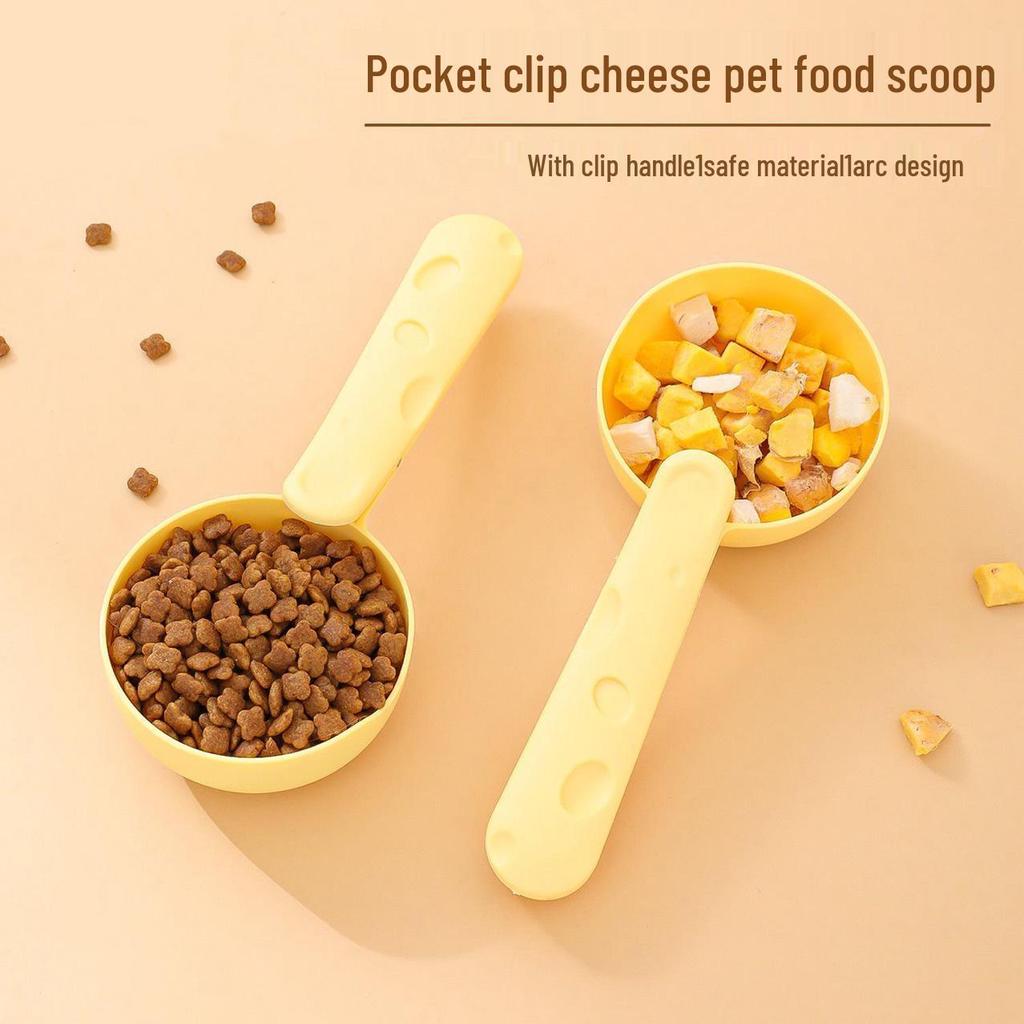 Long Handle Cat & Dog Food Spoon with Sealing Clip - Measuring Shovel for Kitten Feeding