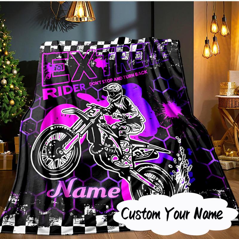 Custom Name Extreme Rider Adventure Blanket Ideal Bedding Blanket Perfect for Travel, Camping, Living Rooms, Offices, Sofas, Fan Christmas gift