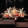 Tuanming Chinese Bridal Xiuhe Dress Phoenix Crown Headdress with Red Tassels