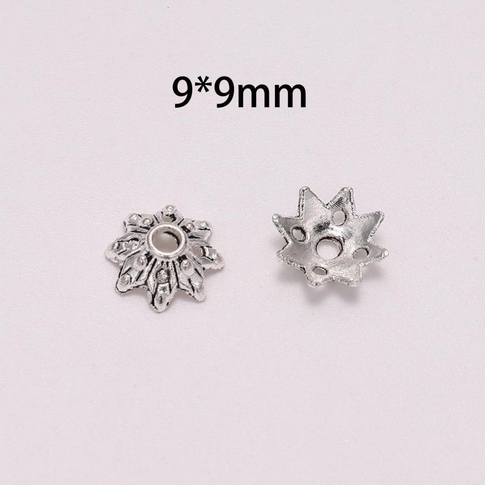 100pcs/Lot 9mm 8 Petals Tibetan Antique  Flower Loose Sparer Apart End Bead Caps For DIY Jewelry Making Earrings Wholesale