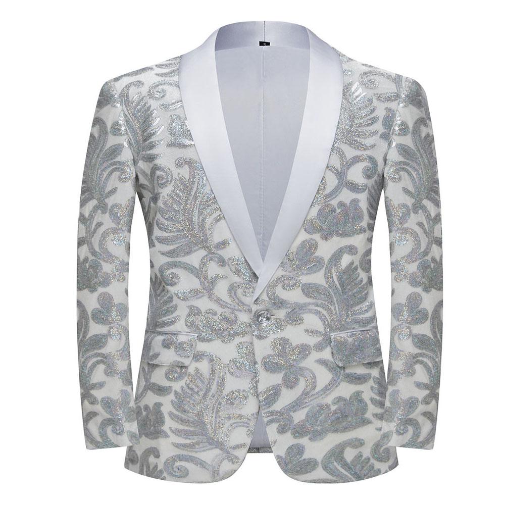 

Детские Модные Пиджаки Блейзеры с Золотыми Блестящими Пайетками и Цветочным Узором 6Y белый