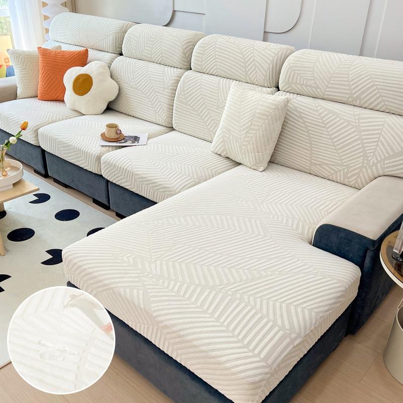 New Waterproof Fabric Sofa Cover Jacquard Solid Sofa Cushion Seat Case Stretch L-Shaped Cover Living Room Furniture Protector