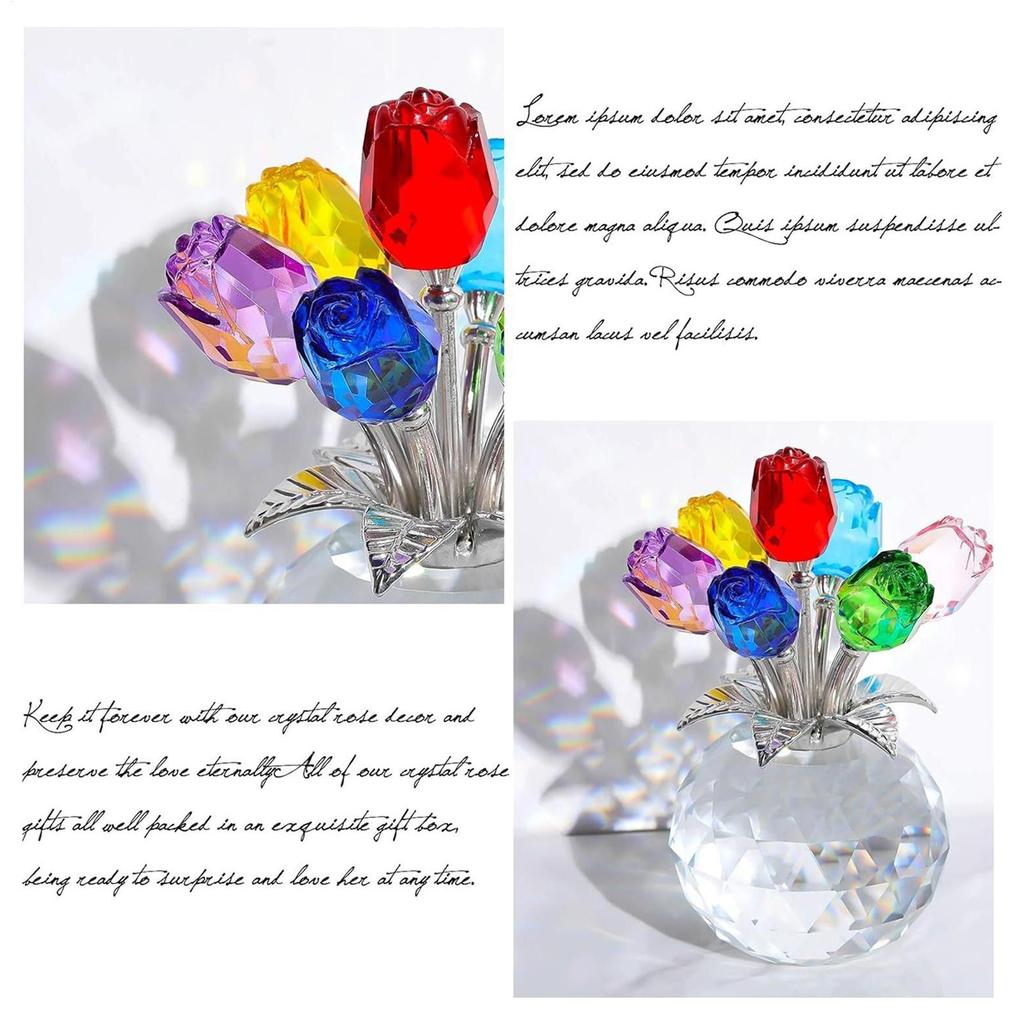 Crystal Rose Statue Ornaments Collectibles Home Decor Crystal Flower Figurines Table Decor for Wife Mom Women Mothers Day Gift