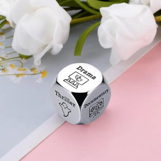 Food Decision Dice Stainless Steel Date Night Meal Decision Maker Valentines Day Movies Decision Dice for Couples