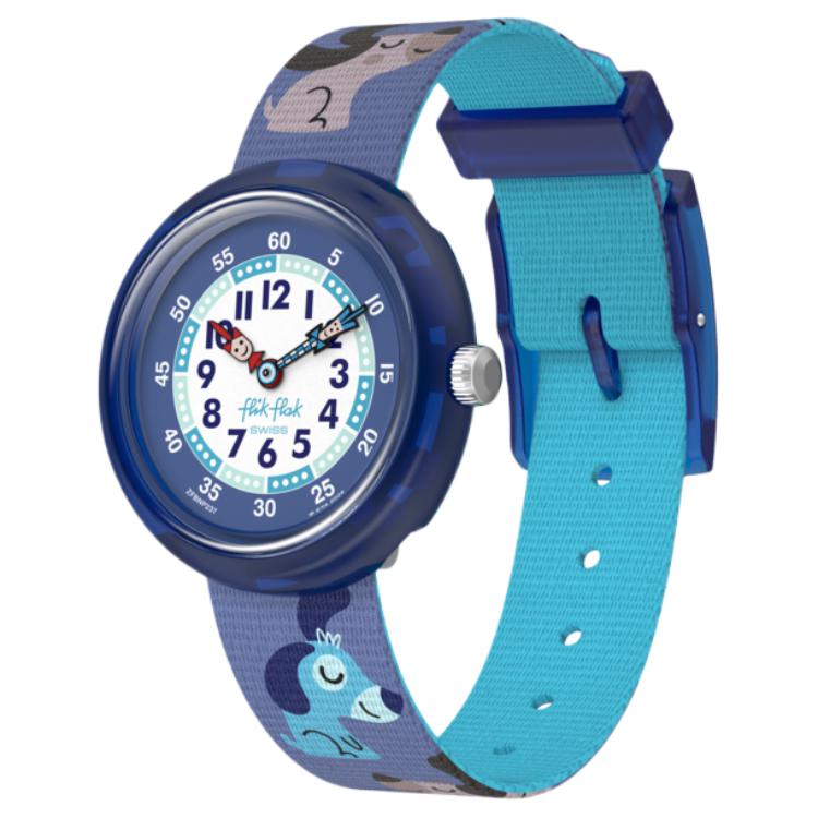 

SWATCH Flik Flak Quartz Movement Kids Watch 31.85mm Blue Dial Bio Based Material Watch Case Recycled PET Strap ZFBNP237 Blue Dial