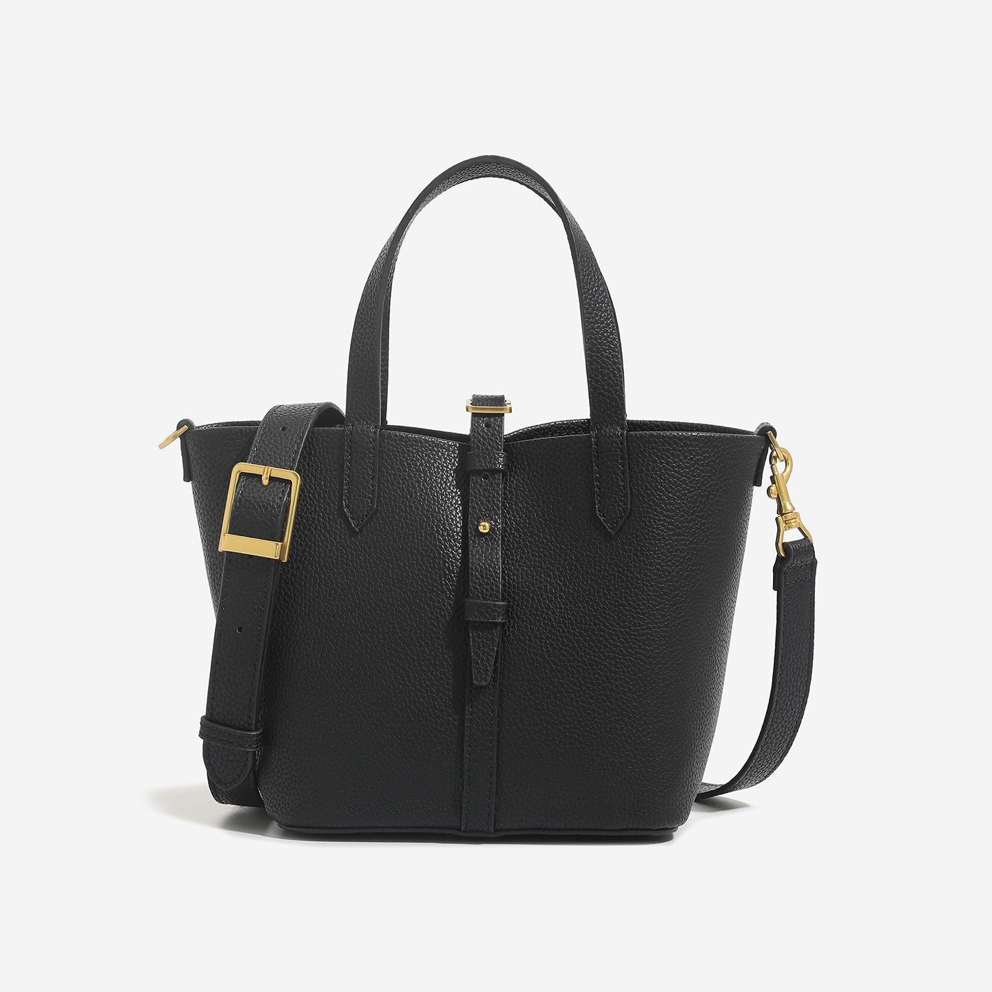 

New Handheld Basket Bag Fashionable and Versatile Bucket Bag Temperament Single Shoulder Crossbody Commuter Women s Bag чорний