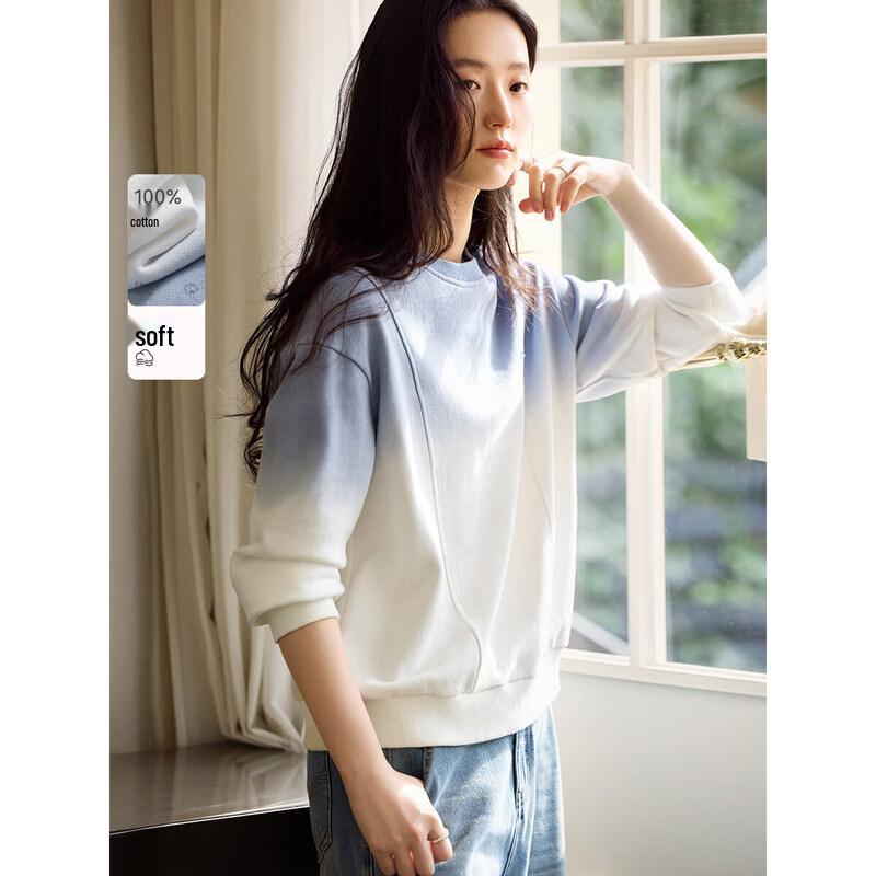 XWI Women s Pure Cotton Gradient Blue Sweatshirt L