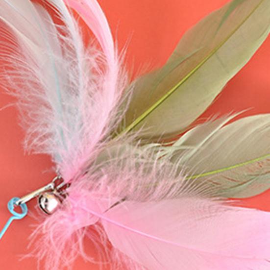 Cat Tease Toy with Suction Cup Interactive Cat Toy Press Lock Sticks on Floors Cat Wand Toy Flexible Steel Wire Cat Feather Toy