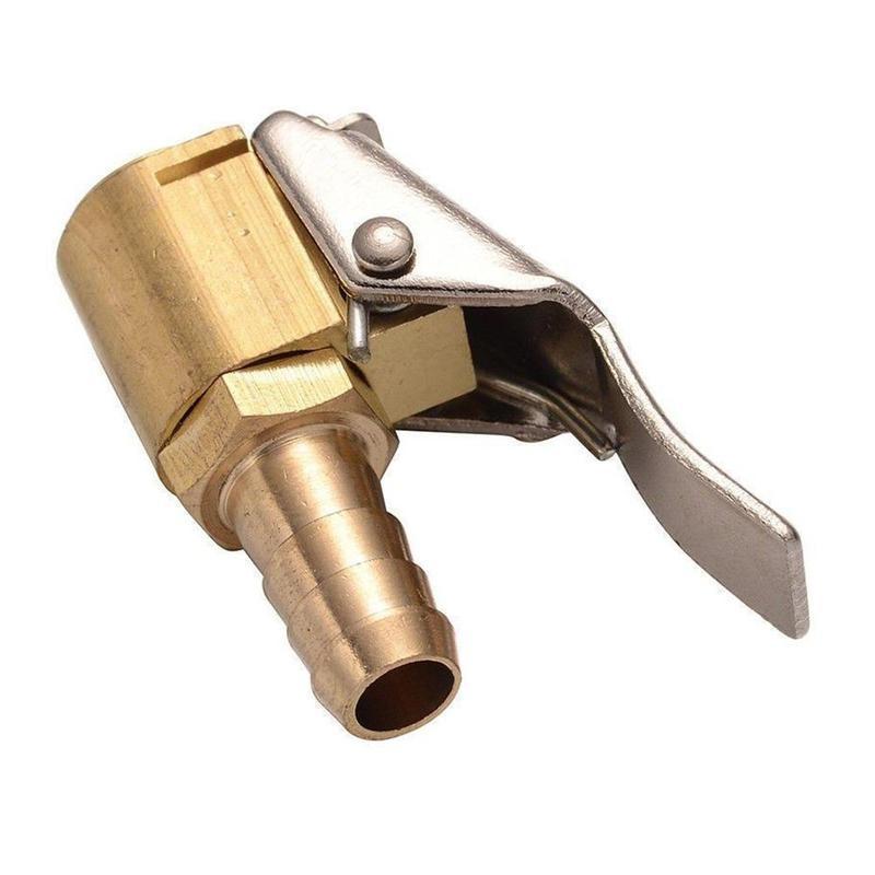 Auto Car Tire Inflator Valve Connector Air Chuck Brass 6mm Clip Clamp
