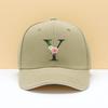 Floral Letter Y Baseball Cap Adjustable Black Polyester Fiber Unisex Outdoor Sports Hat