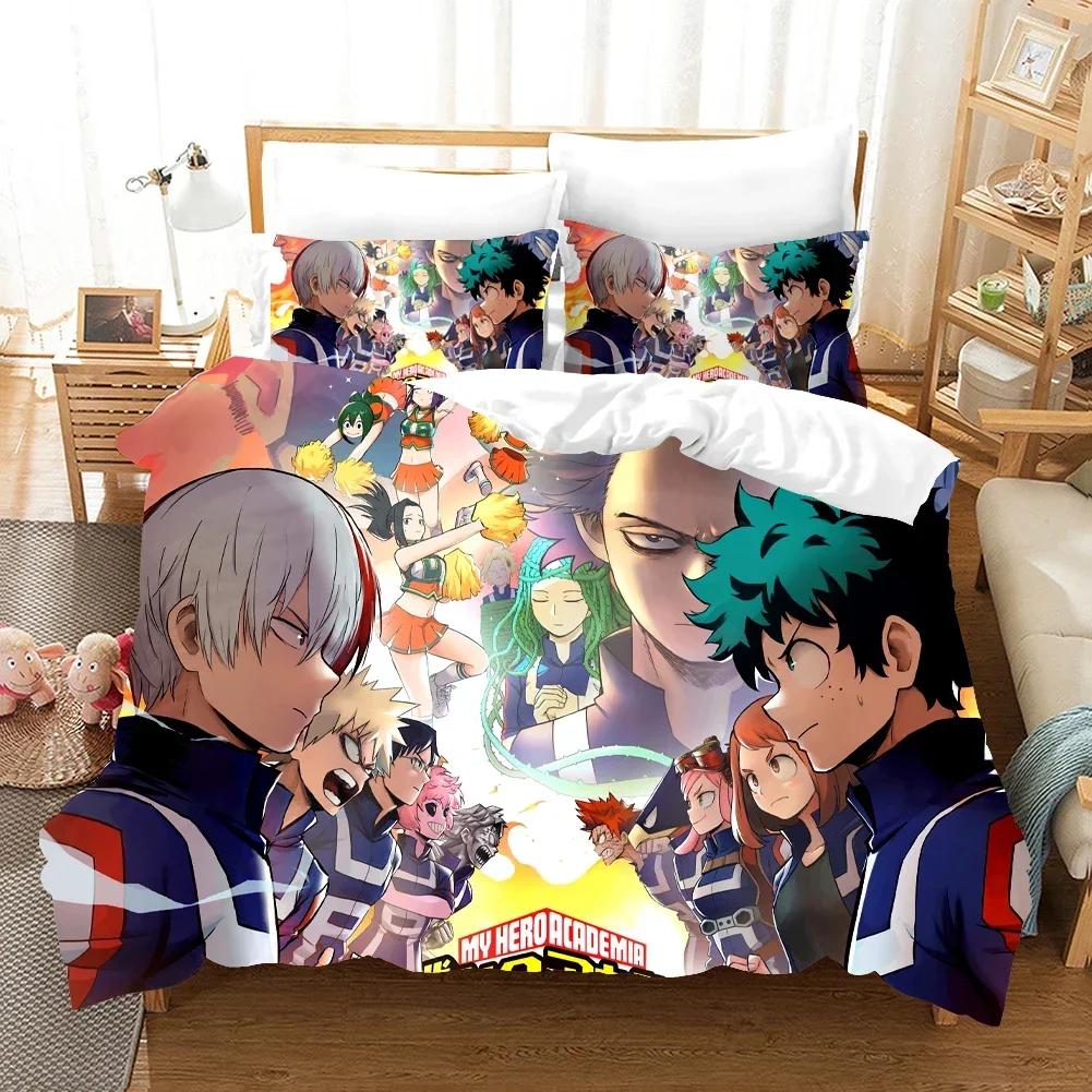 Anime Printed My Hero Academia 3D Duvet Cover Bedding Set Comforter Linen Pillowcases Home Decor Single Double Twin King Queen