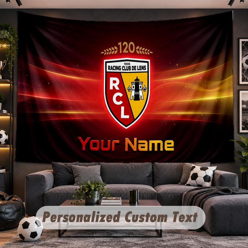Wall Hanging Tapestry Custom Nameracing club de lens Pattern Personalized Printed Fabric Wall Decor