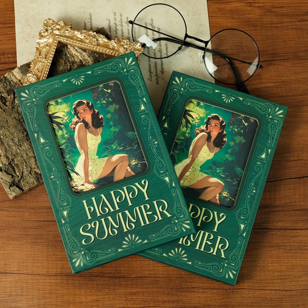 Retro Series Midsummer Convention Hard Shell Magnetic Portable Three Folding Notepad Student School Notebook