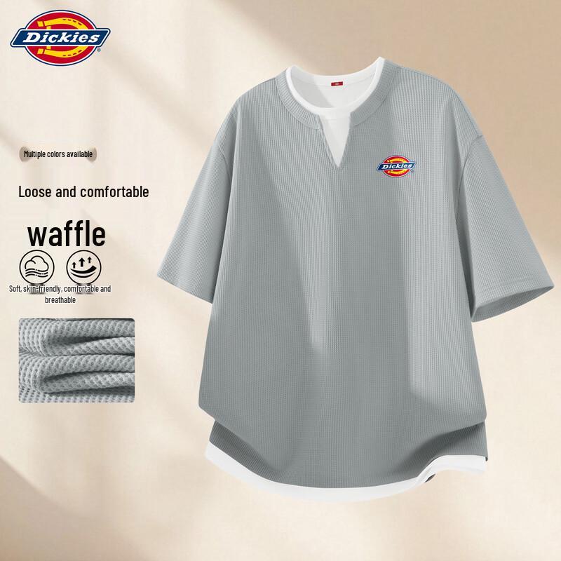Dickies Herren Waffelstrick-T-Shirt mit gefälschtem Zweiteiler, kurzärmlig